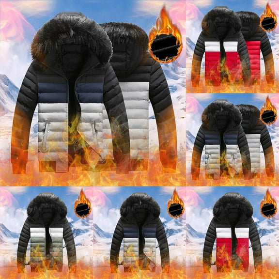 Brondbend Winter Coat for Men Jackets for Men Hooded Long Sleeved Zipper Pocket Outerwear Multicolor Warm Jacket Loose Fit Outdoor Tops Army Green