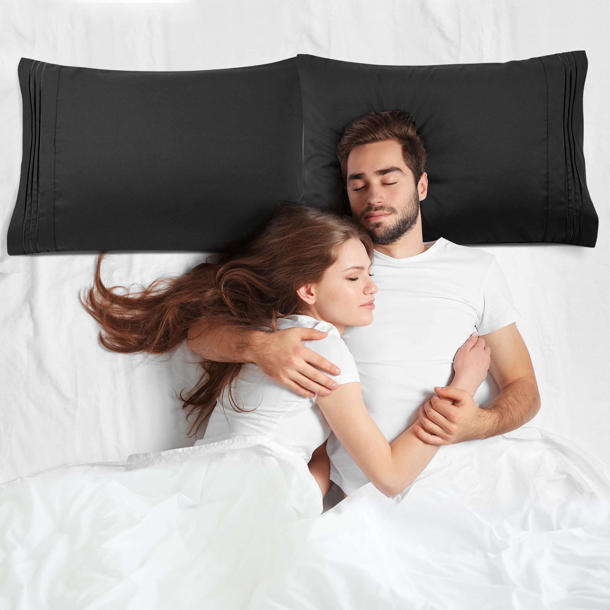 Unique Bargains Polyester Soft Pillowcases 2 Pcs Envelop 20"x26" Black