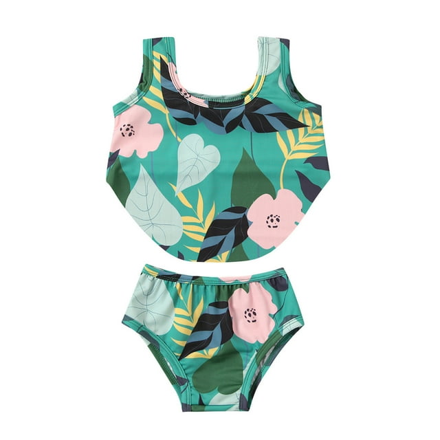 Odeerbi 6M-6Y Traje de Baño de Una Pieza Para Niñas Playa de Verano Traje de Baño Hawaiano Traje de Baño Split Traje de Baño de Dos Piezas