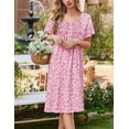 thumbnail image 4 of Ekouaer Cotton Nightgowns for Women Short Sleeve House Dress Pleated Night Gown Button Sleep Shirt Ladies Nightdress, 4 of 6