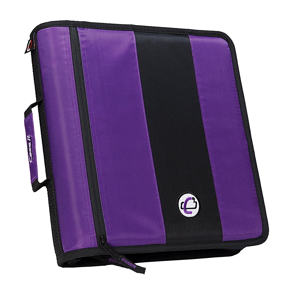 Case It Basic Zipper Binder With Front Pocket, 2 Inch, Purple, D251