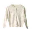 thumbnail image 4 of Lovzfmll Girls' Cherry Lace Knit Cardigan, Solid Color Long Sleeve Button Front Sweater, Openwork Design for Toddler, 4-5 Years, 4 of 6