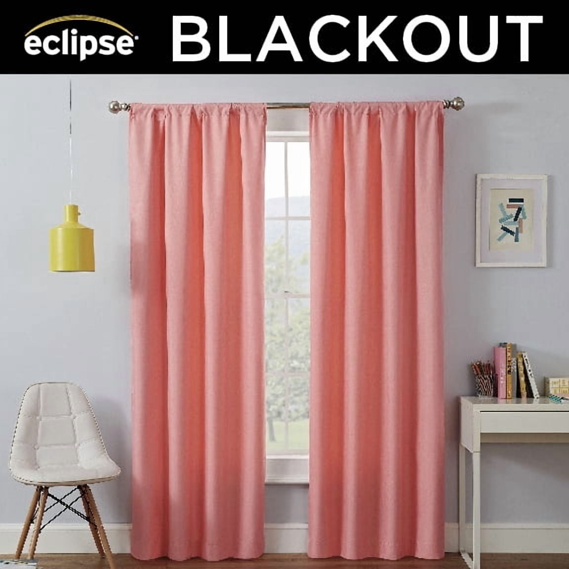 Eclipse Kendall Kids Thermaback Blackout 42 x 84 Curtain Panel in Coral