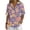 Purple, variant on Button Down Shirts for Women Casual Print Turtleneck Short Sleeved V-neck Cotton Fashion Top