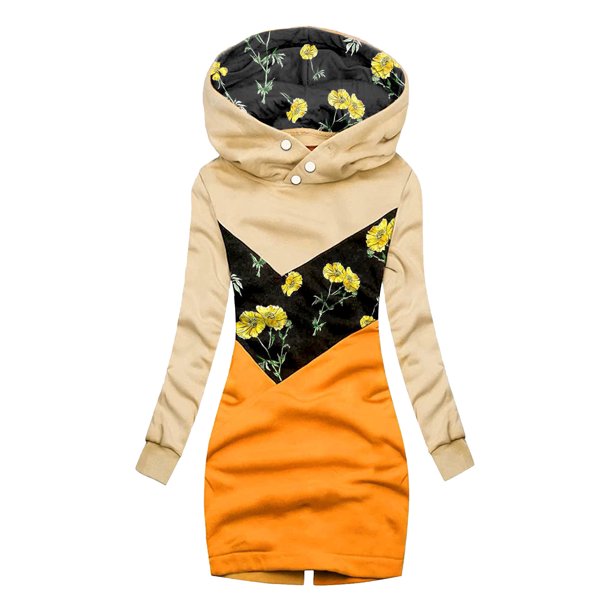 Sudadera de moda para mujer Sudadera con capucha y estampado floral de Navidad Sudadera con capucha delgada Pompotops gfhjh13225