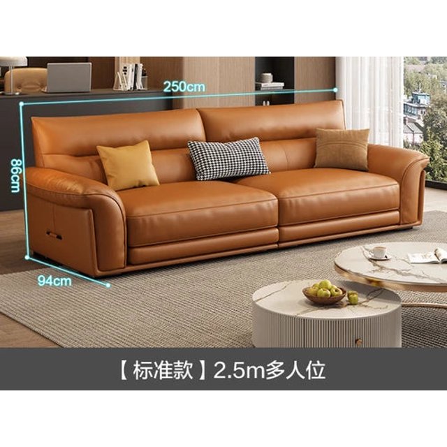 Luxury Minimalist Leather Sofa Living Room Cowhide Simple Straight Row Leather Sofa Combination Furniture My Lux Decor Round
