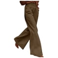 thumbnail image 2 of Owordtank Womens High Waist Casual Pants with Pockets Solid Color Straight Leg Trouser, 2 of 8