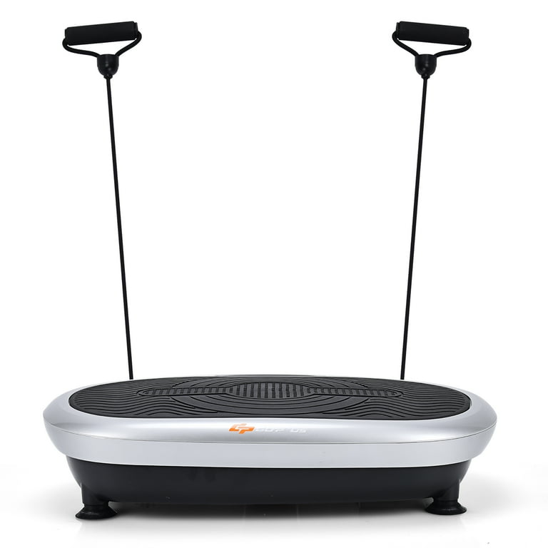 Goplus Mini Vibrating Exercise Machine, Full Body Fitness Equipment Platform  with Loop Bands, Silver