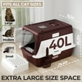 thumbnail image 2 of XX-Large Stainless Steel Cat Litter Box with Lid – Fully Enclosed Large Litter Box for Big Cats, Odor Control with Magnetic Door, Easy Clean, Multi-Cat Durable Metal Pan (Burgundy), 2 of 7
