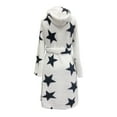 thumbnail image 4 of YMNXA Womens Fuzzy Hooded Bathrobe Long Sleeve Lace Up Star Print Elegant Thickened Warm Homewear For Daily Wear White S, 4 of 5