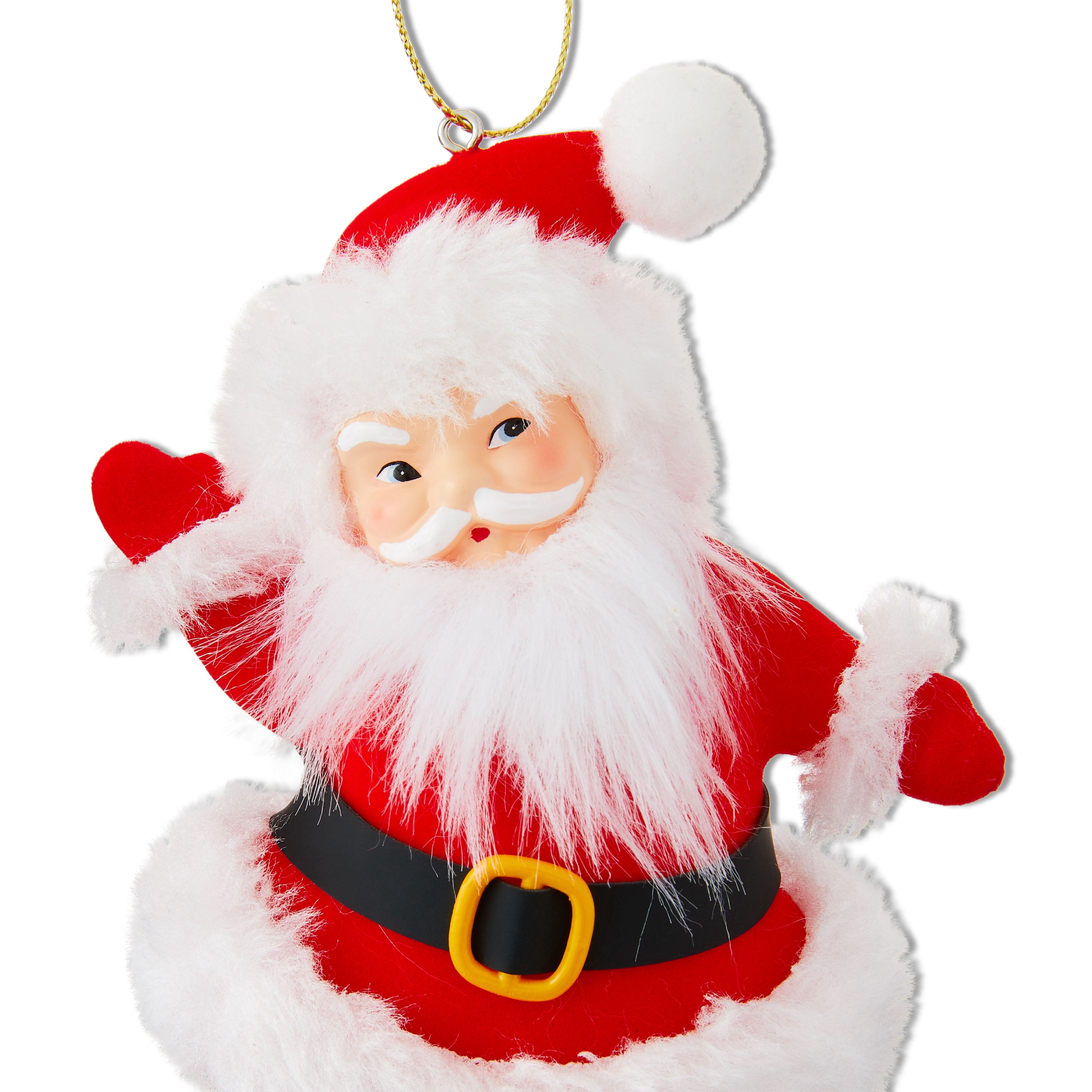 Mr. Christmas 5-inch Flocked Dancing Santa Ornament, Red