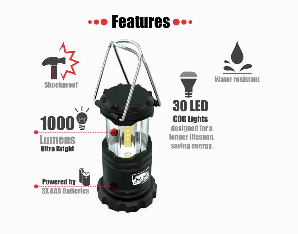 Portable Camping Hurricane 30 COB LED Collapsible Lantern Light Lamp 1000 Lumens 