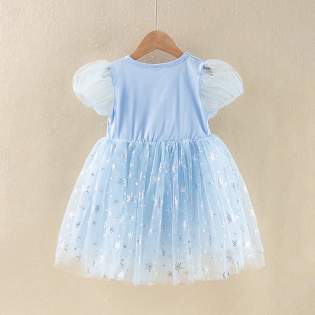 Vestido de princesa para niña, vestido de verano para niña, falda de malla para niña pequeña, manga corta para niña