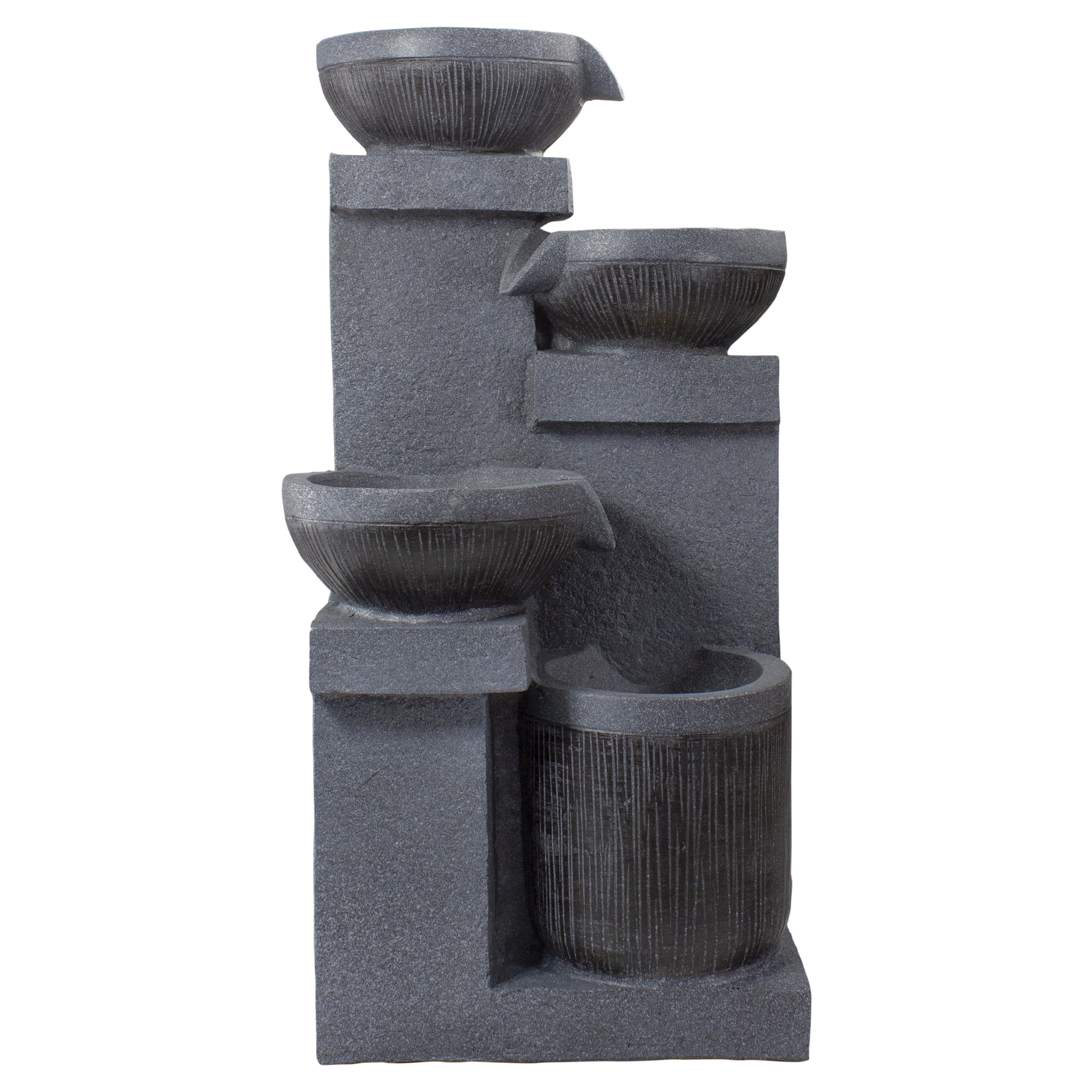 Northlight LED Lighted Cascading 4-Tier Bowl Outdoor Water Fountain - 23"
