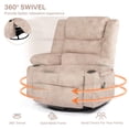 thumbnail image 5 of Hramk Beige Recliner Chair Sofa, Swivel Reclining Chairs for Adults, Nursery Rocking Chair with Massage and Heat, Living Room Single Sofa Recliners with Remote Control and Cup Holder, 5 of 7