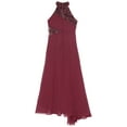 thumbnail image 6 of TTAO Flower Girls Halter Neck Princess Pageant Maxi Dress Kids Sparkly Wedding Party Prom Ball Gown Burgundy 16, 6 of 7