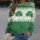 thumbnail image 4 of Penkiiy Mujer de manga larga Sudadera suelta Día de San Patricio Suéter de cuello redondo L Multicolor, 4 of 5