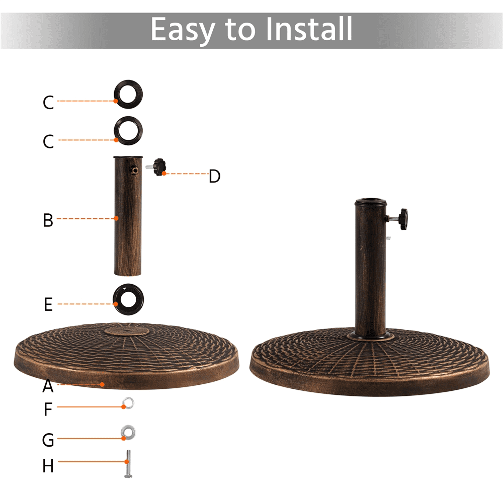 Renwick Patio Market Umbrella Base with Water-Resistant Coating, Bronze