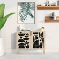 thumbnail image 2 of PixonSign Sideboard Buffet Cabinet, Kitchen Storage Cabinet with 2 Doors, Brown & Black Pastel Polygon, Cupboard Console Table for Dining Room - 35" L x 18" W x 29" H, 2 of 5