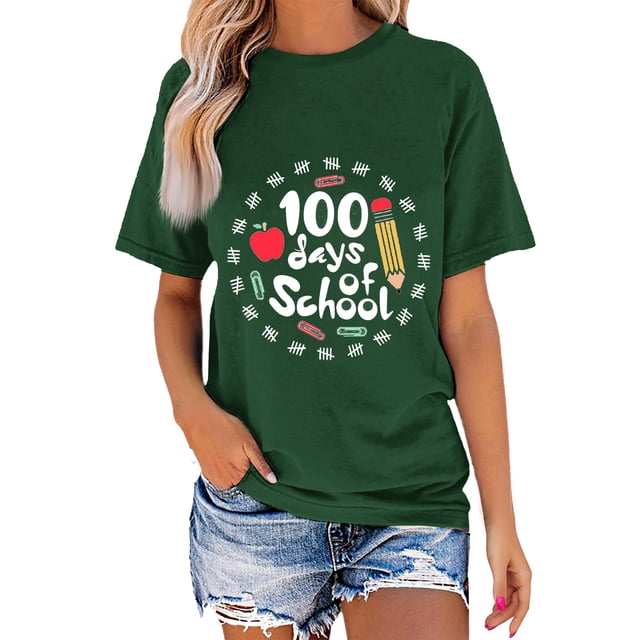 Blusa de Manga Corta Cuello Redondo Impreso Señoras Casual Top, Blusa Ligera de Poliéster para el Trabajo, la Fiesta Y Toda la Temporada de Uso Diario