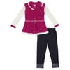 Little Lass Girls 2 Piece Pink Sweater & Denim Look Leggings Set