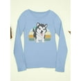thumbnail image 3 of Husky Pup Retro Design Long Sleeve Toddler -Image by Shutterstock,  2 Toddler, 3 of 4