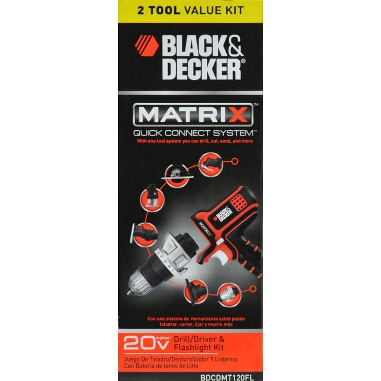 Black & Decker MATRIX(TM) 20V MAX* Lithium Ion Drill/Driver + Flashlight  Combo Kit BDCDMT120FL