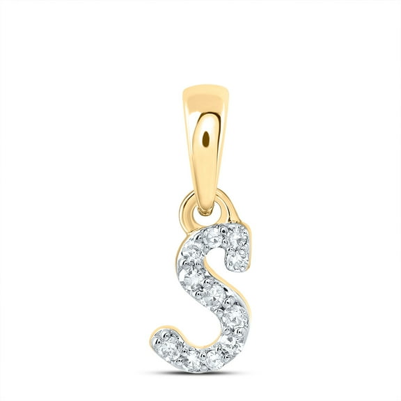 10k Yellow Gold 1/20 CTW Natural Diamond Gift Initial "S" Pendant 0.22 Grams