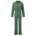thumbnail image 3 of Women's Set Tracksuit 2 Pyjamas Ribbed Knit Hooded Pullover Top And Trousers With Wide Legs Leisure Suits Jogging Suit Loungewear Sleepwear Sleepwear Homewear Women Party Outfits Sump Suit Wide Leg, 3 of 3
