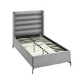thumbnail image 4 of Montez Upholstered Velvet Twin XL Wingback Platform Bed, Light Grey, 4 of 7
