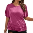 thumbnail image 2 of Up to 65% off Xunlbb Blouses for Women Short Sleeved Solid Color Casual Loose Fitting Women's Top Womens Trendy Tops, S-3XL, 2 of 6