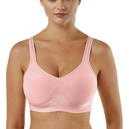 APEXFWDT Plus Size Wirefree T-Shirt Bra - Seamless Full Coverage Bra  No-Slip U-Plunge Neckline for Everyday Comfort
