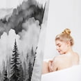 thumbnail image 5 of Black and Grey Misty Pine Forest Shower Curtain, Mountain Foggy Woodland Scenery Tree Shower Curtains for Chic Rustic Bathroom, Modern Waterproof Nature-Themed Decor, 72x72 Inches, 5 of 6