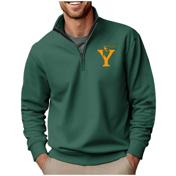 Blusa y camisa de manga larga con cuello alto para hombre, sudadera con capucha estampada, jersey deportivo con media cremallera, blusa de manga larga con cuello alto para hombre, blusa de poliéster