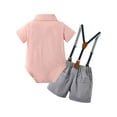 thumbnail image 2 of CARETOO Baby Boy Clothes Infant Gentleman Outfits Suspender Shorts Pants Outfits 3pcs 6-12 Months, 2 of 12