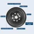 thumbnail image 2 of 2-Pack Trailer Tire On Rim ST175/80D13 Trailer Tires and Wheels 5 Lug on 4.5 in PCD Trailer Tires with 13 in Rims Load Range C 6PR Black, 2 of 9