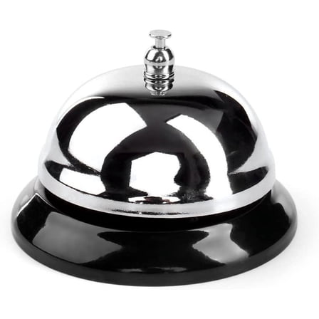 Service Call Bell Classic with Black Base Touch Button 3.5inch Diameter for Office Kitchen Desk Table Hotel Counter Reception Restaurant Bar Ringer in Metal Silver