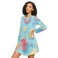 thumbnail image 3 of FORMRS Womens Long Sleeve Nightgowns Crew Neck Sleep Shirt Soft Pajamas Sizes S-3XL, Pink Beach Toys Pattern, 3 of 8