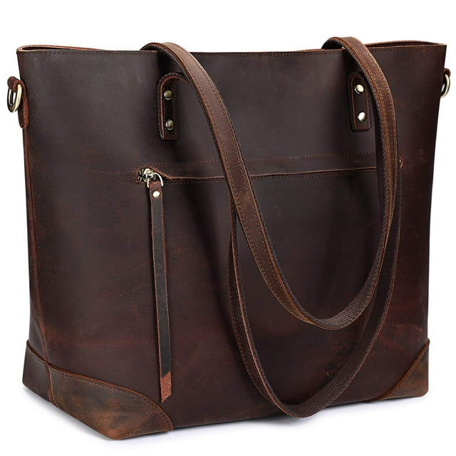 Bolso de hombro S-ZONE de cuero genuino vintage para mujer