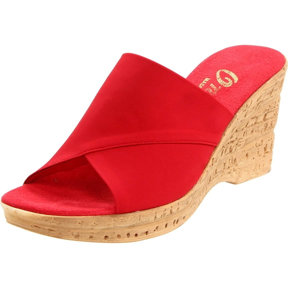 Women's Onex Christina 2 Red Elastic Fabric Strap Slip-On Sandals