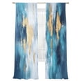 thumbnail image 2 of Abstract Graffiti Art Sheer Curtains 96 Inches Long 2 Panels Blue Gold Blend Decor Light Filtering Semi Sheer Window Curtains Drapes for Bedroom Living Room 52"x96", 2 of 7