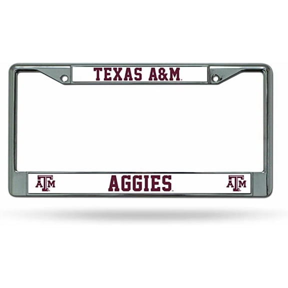 Texas-A&M-Aggie's - 12" x 6" Standard Size - Chrome Metal License Plate Frame