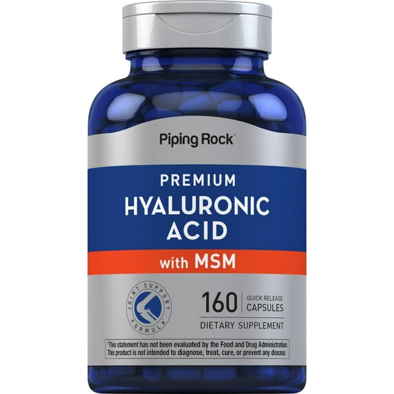 Hyaluronic Acid with MSM | 1000mg | 160 Capsules | For Men and Women | By Piping Rock