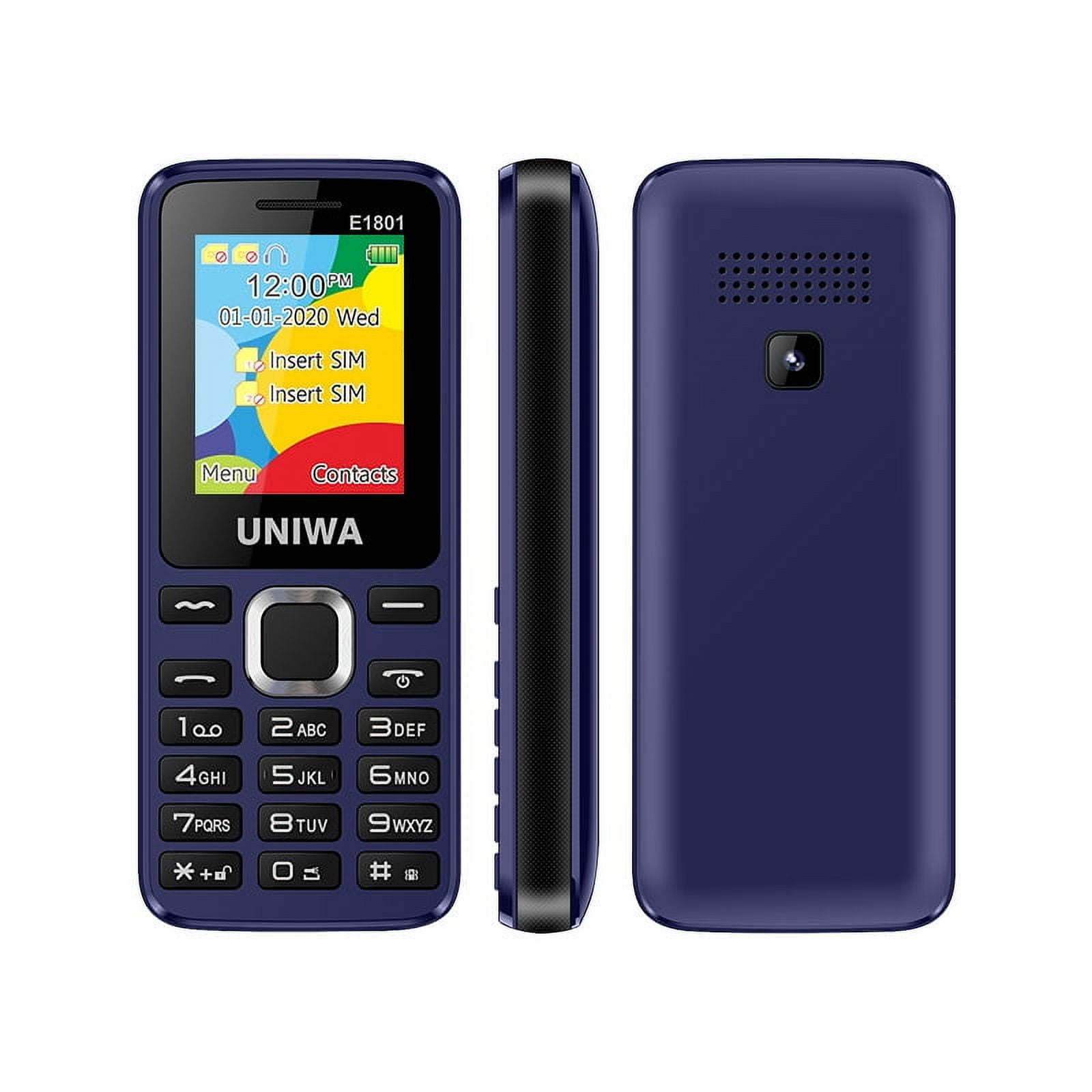 UNIWA E1801 Unlocked Button Phones 2G Dual SIM 1.77'' 800mAh Flashlight Loud Speaker Senior Feature Phone