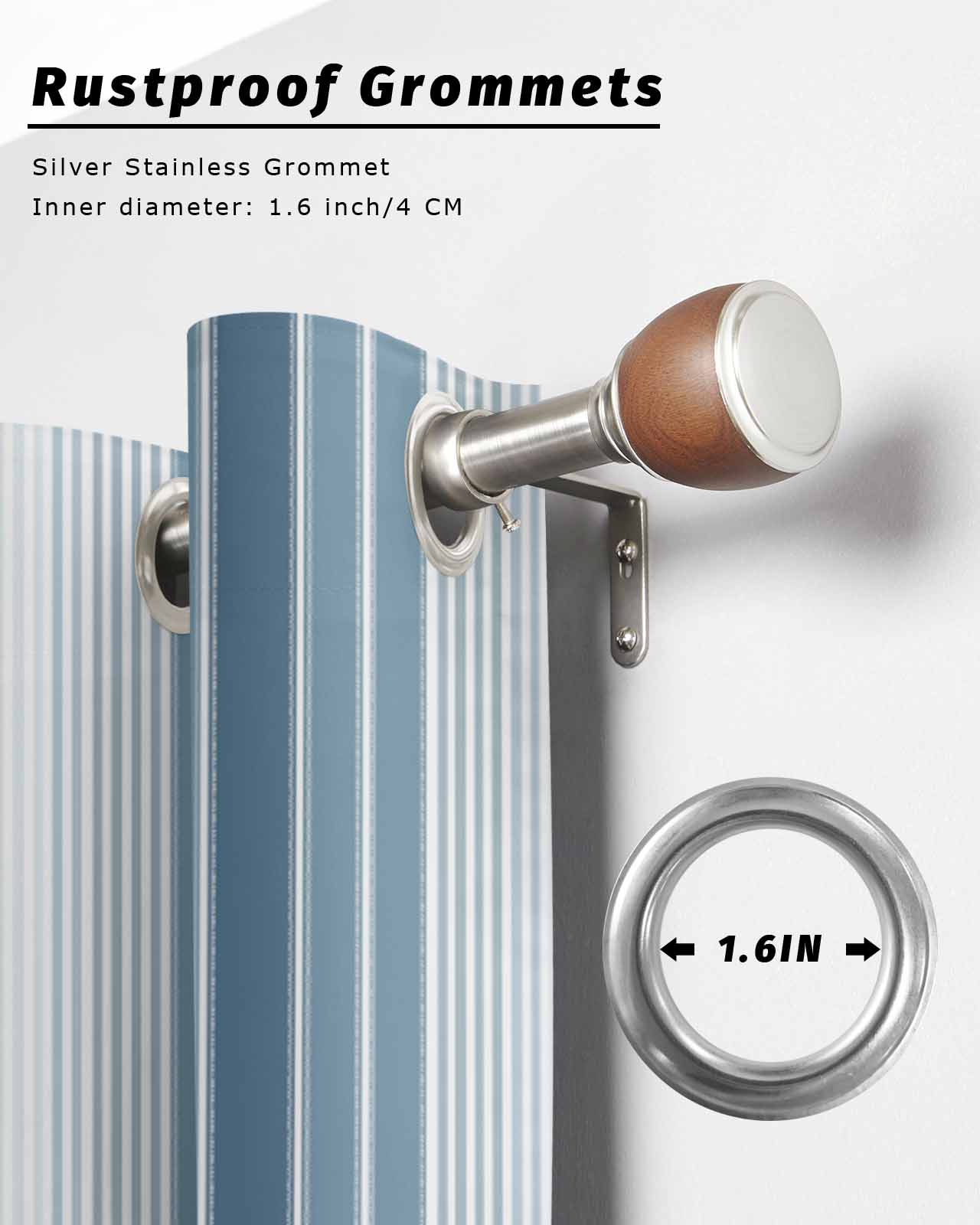 Blue Ombre Stripe Outdoor Curtains for Patio, Farmhouse Simple Striped Privacy Drapes Grommet Waterproof Outside Curtains for Porch/Cabana/Balcony 54"x 95", 2 Panel