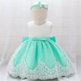 thumbnail image 4 of Tiijoy Newborn Girl's Lace Bowknot Tutu Party Dress Pageant Gown Baptism Dress, Sizes 3-6M, 4 of 8
