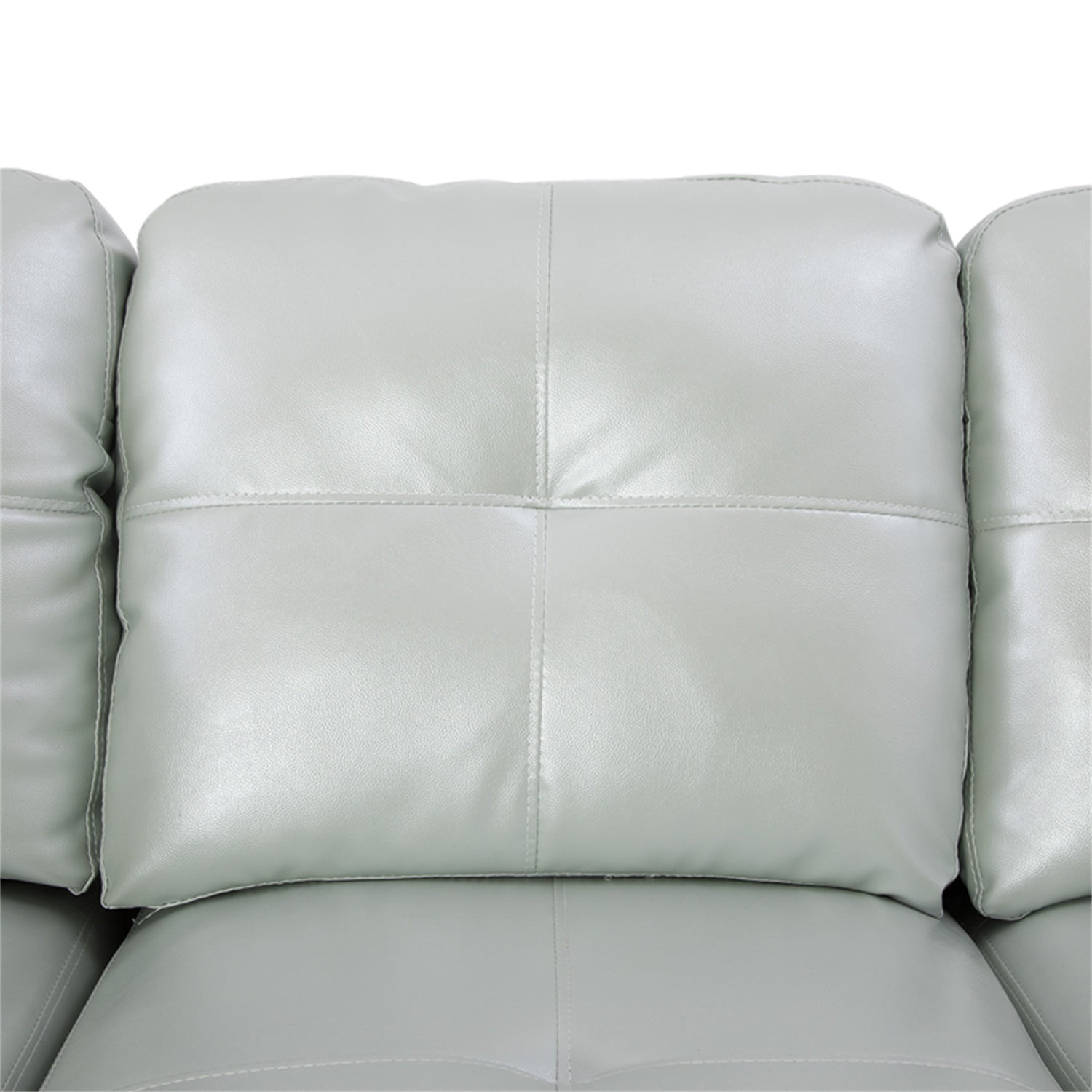 Hommoo L Shaped Sectional Couches and Sofas, 4-Seat Semi Semi PU Synthetic Leather Sectional Sofa Sets, Modern Living Room Furniture Sets, 17.5'' Back Height, Silver Green(No Ottoman)