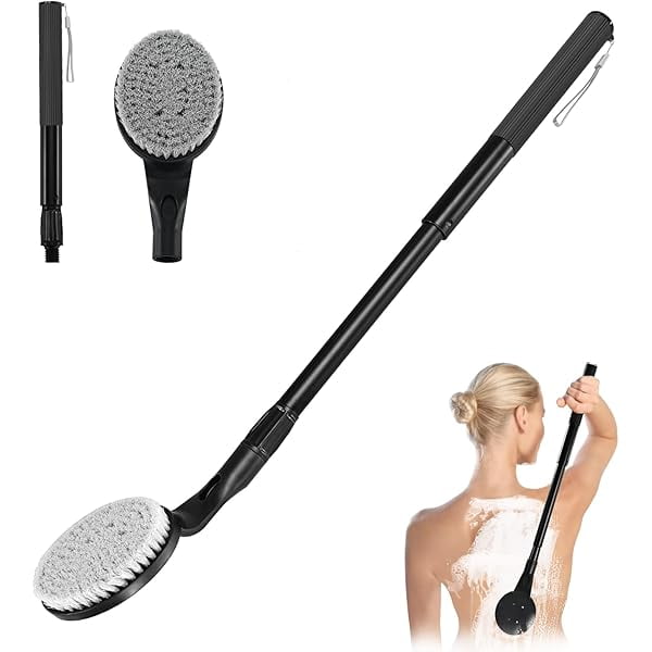 wonima11 Back Scrubber for Shower,25" Long Handle Shower Brush for Body Exfoliator and Deep Clean,Back Scrubber for Shower for Men,Women and Elderly