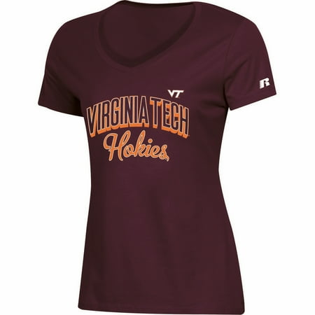 Virginia Tech Auto - Women's Russell Maroon Virginia Tech Hokies Arch V-Neck T-Shirt