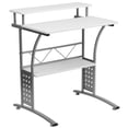 thumbnail image 1 of Scranton & Co Wood Office Computer Desk with Silver Frame in White, 1 of 6